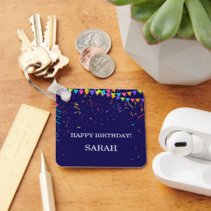 Porte-clés Confettis de fête colorés et cadeau joyeux anniver