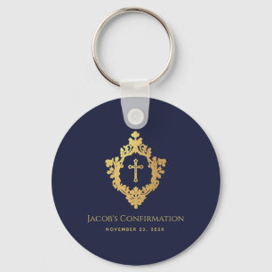 Porte-clés Confirmation de garçon Faveur Marine Blue Faux Gol