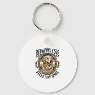 Porte-clés Confort à la maison Golden Retriever Gravure Vinta