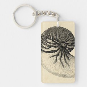 Porte-clés Conque noire et blanche vintage Shell