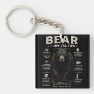 Porte-clés Conseils de survie de l'ours noir Vintage extérieu