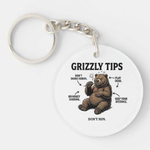Porte-clés Conseils drôles pour survivre aux ours grizzlis Hu