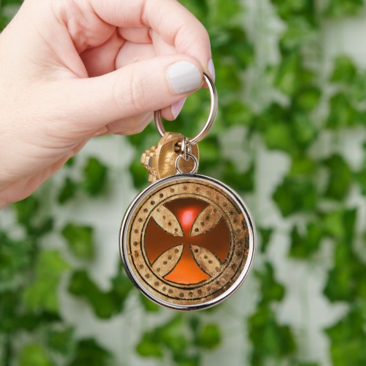 Porte-clés CONSÉQUENCE ANTIQUE CROIX Orange Agate Gem (Main)