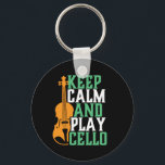 Porte-clés Conserver le calme et jouer Cello amusant Cellist<br><div class="desc">Conception vintage d'orchestre de musique rétro pour ceux qui jouent de l'instrument de musique à cordes dans un groupe de musique ou symphonie. Amateur de musique classique cool marchandise pour violoncelliste, musicien et artiste. Parfait pour les professeurs de violoncelle, les fans d'orchestre et ceux qui aiment jouer du violoncelle ou...</div>