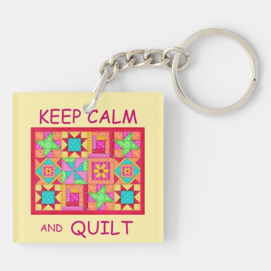 Porte-clés Conserver le calme et la surface composée à plusie (Dos)