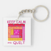 Porte-clés Conserver le calme et la surface composée bloc de (Dos)