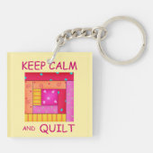 Porte-clés Conserver le calme et la surface composée bloc de (Dos)