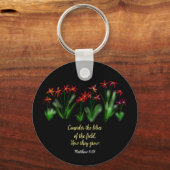 Porte-clés « Considérez les lis des champs » Matthieu 6:28 (Recto)