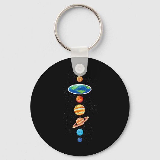 Porte-clés Conspiration Terre Plate - Planètes Système Solair (Recto)