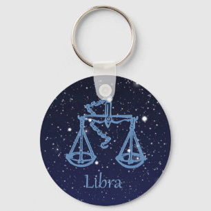 Porte-clés Constellation de la Balance et signe du zodiaque a