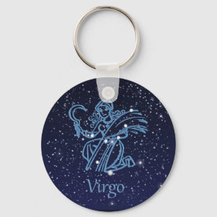 Porte-clés Constellation de la Vierge & Signe du zodiaque ave