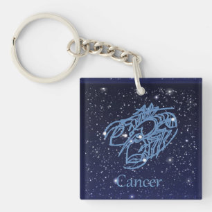 Porte-clés Constellation du cancer et signe zodiaque avec éto