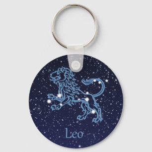 Porte-clés Constellation du Lion et signe du zodiaque avec de