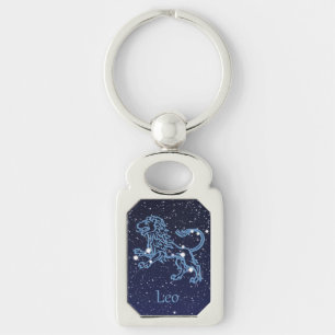Porte-clés Constellation du Lion et signe du zodiaque avec de