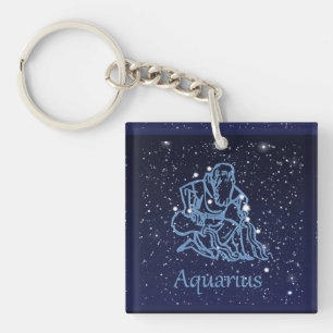 Porte-clés Constellation du Verseau et signe du zodiaque avec