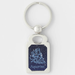 Porte-clés Constellation du Verseau et signe du zodiaque avec