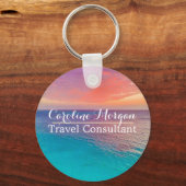 Porte-clés Consultant Agent de Voyage Scène de Plage (Recto)