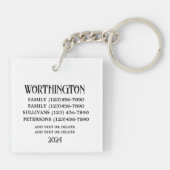 Porte-clés CONTACT FAMILIAL, Réunion, Mariage, etc. (Dos)