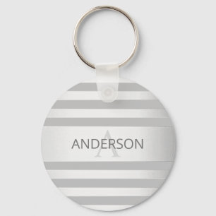 Porte-clés Contemporain Faux Argent Ombre Rayures & Gris