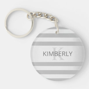 Porte-clés Contemporain Faux Argent Ombré Rayures & Gris