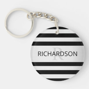 Porte-clés Contemporain Faux Argent Ombre Rayures & Noir