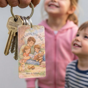 Porte-clés Conteur de la fête des Pères à l'aquarelle avec de