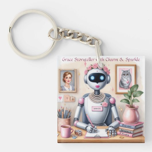 Porte-clés Conteur Robot Grace avec charme (Devant)