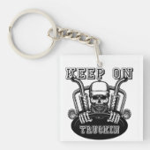 Porte-clés "Continuez sur Trukin Retro Inspiré Trucker (Devant)