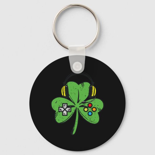 Porte-clés Contrôle du jeu vidéo Shamrock Jour de la Saint Pa (Recto)