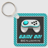 Porte-clés Contrôleur de jeu vidéo bleu et blanc Salle pour e (Recto)