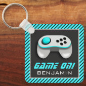 Porte-clés Contrôleur de jeu vidéo bleu et blanc Salle pour e (Recto)