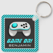 Porte-clés Contrôleur de jeu vidéo bleu et blanc Salle pour e (Dos)