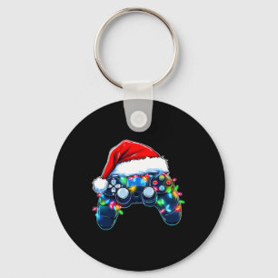 Porte-clés Contrôleur de jeu vidéo Noël Santa Hat Gamer Bo