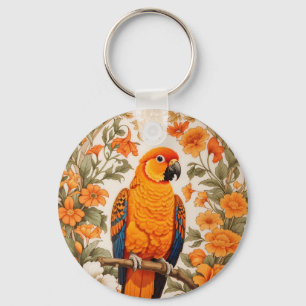 Porte-clés Conure Soleil Magnifique Inspiré de William Morris