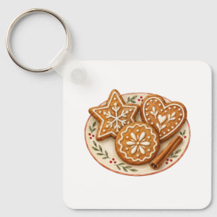 Porte-clés Cookies au pain d'épice sur une assiette