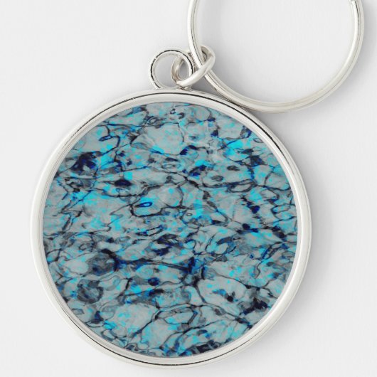 Porte-clés Cool, art numérique moderne d'aquarelle bleue (Devant)