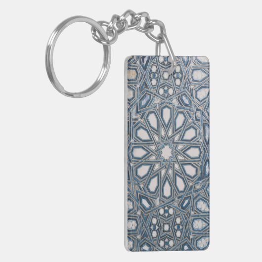 Porte-clés Cool Azure & White Mediterranean Tile (Devant gauche)