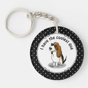 Porte-clés Cool Basset Hound chien et lunettes de soleil (tri