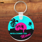Porte-clés Cool Bienvenue à Miami design (Recto)