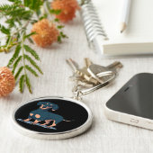 Porte-clés Cool Black Dachshund Dog Design (Côté)