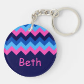 Porte-clés Cool bleu rose Chevron Monogram Porte - clé (Dos)