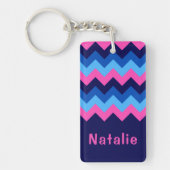Porte-clés Cool bleu rose Chevron Porte - clé  (Devant)