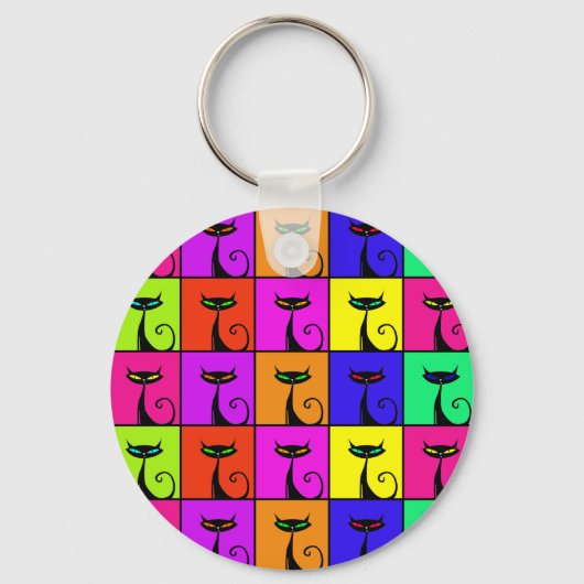 Porte-clés Cool Colorful Kitty Cat Pop Art (Recto)