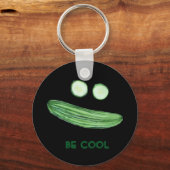 Porte-clés Cool comme Concombre "BE COOL" Funny Watercolor Fa (Recto)