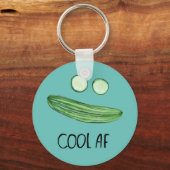 Porte-clés Cool comme Concombre "Cool AF" Funny Watercolor Fa (Recto)