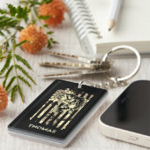 Porte-clés Cool de bobine personnalisé Papa Camouflage Drapea (Devant droit)