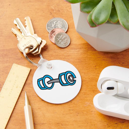 Porte-clés Cool Dumbbell Fitness Blue and Grey Graphisme