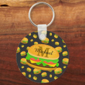 Porte-clés Cool et amusant yummy burger motif Monogramme (Recto)