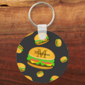 Porte-clés Cool et amusant yummy burger motif Monogramme (Verso)