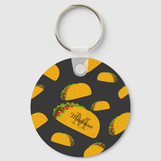 Porte-clés Cool et amusant yummy taco motif Monogramme (Recto)